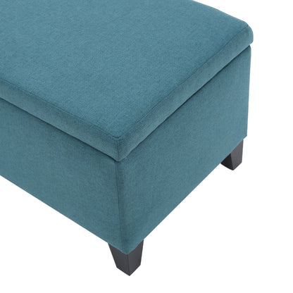 Storage Ottoman Bench With Polyester Upholstery And Wood Frame - Teal