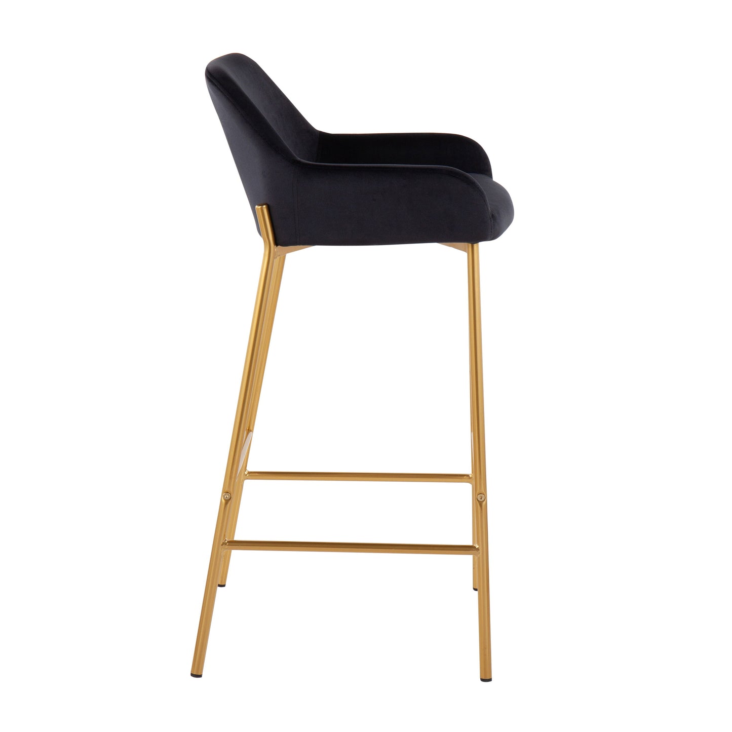 Daniella - Contemporary / Glam Fixed Height Bar Stool (Set of 2) - Gold / Black