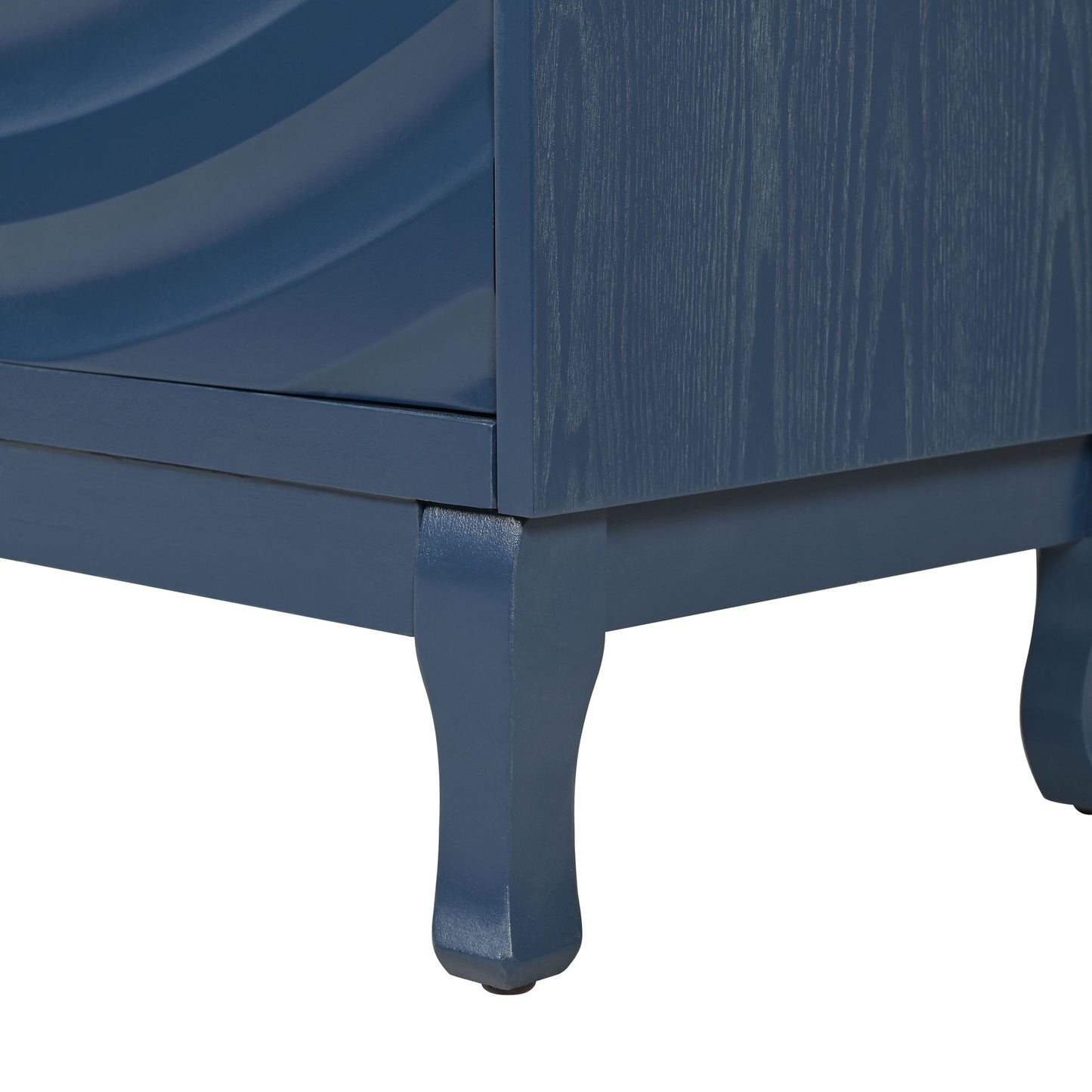 Elegant Sideboard With Sophisticated Wavy Pattern Doors And Arched Groove Design, Adjustable 4 Door Layout - Navy Blue