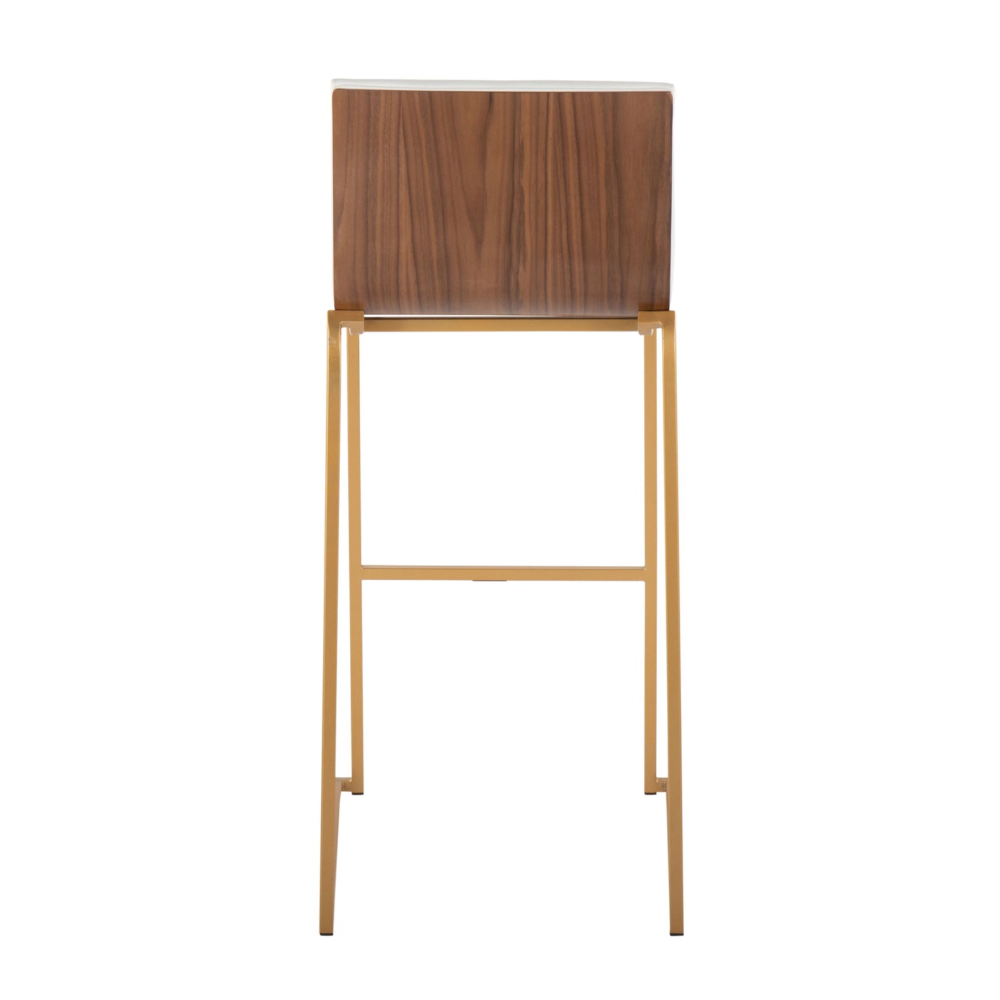 Mason Mara - Contemporary Fixed Height Barstool (Set of 2) - Gold / Walnut / White