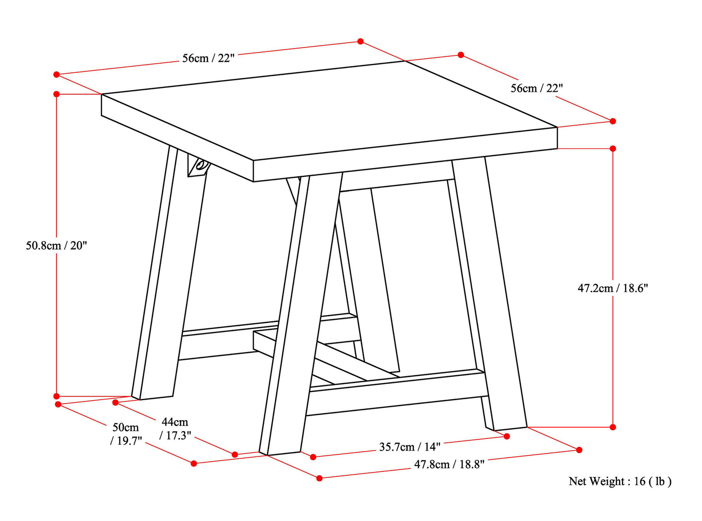 Sawhorse - End Table - Distressed Gray