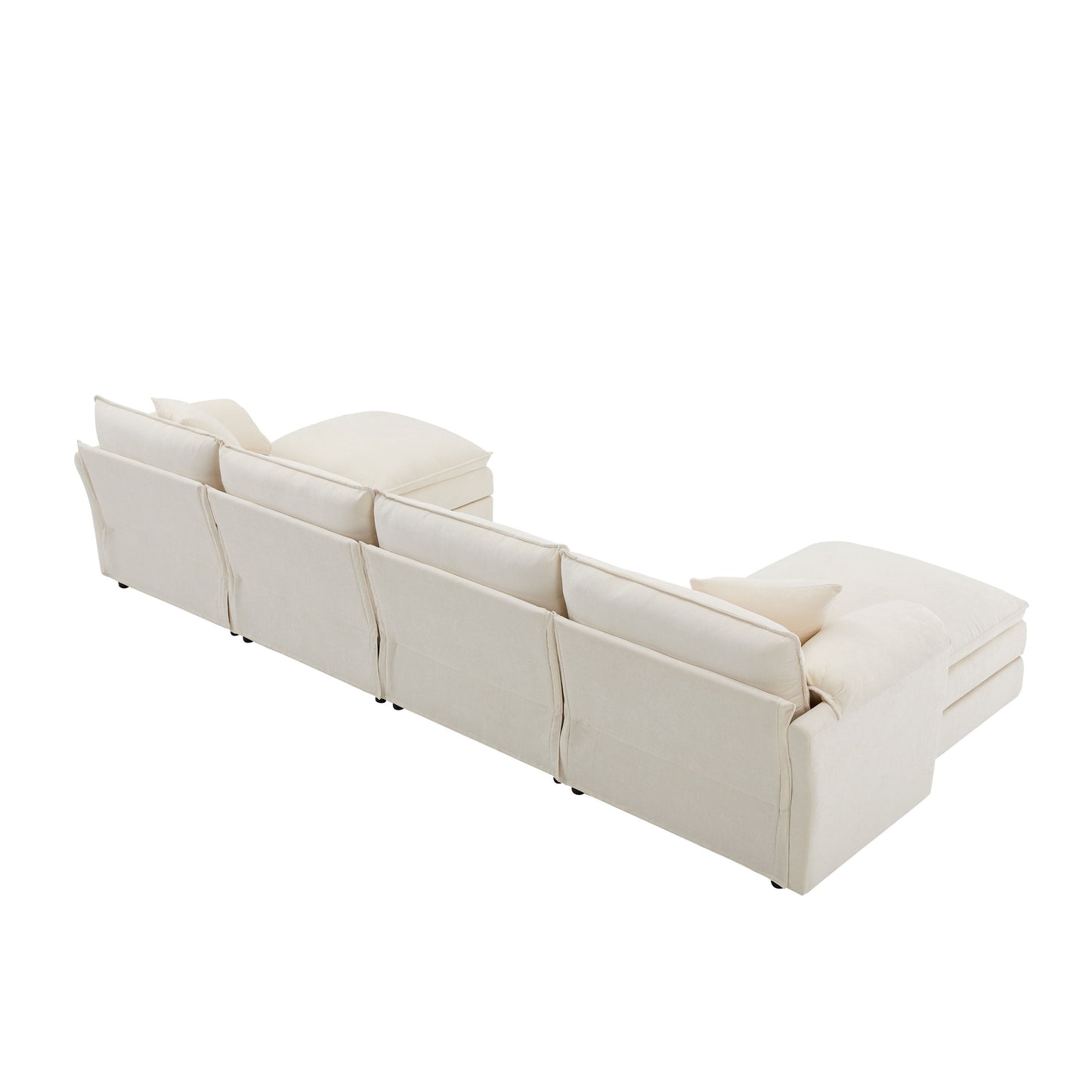 Modular Sectional With Deep And Wide Seat, U Shaped Cloud Couch Set With Double Cushions 6 Seat Sofa With Movable Ottomans Oversized - Cream