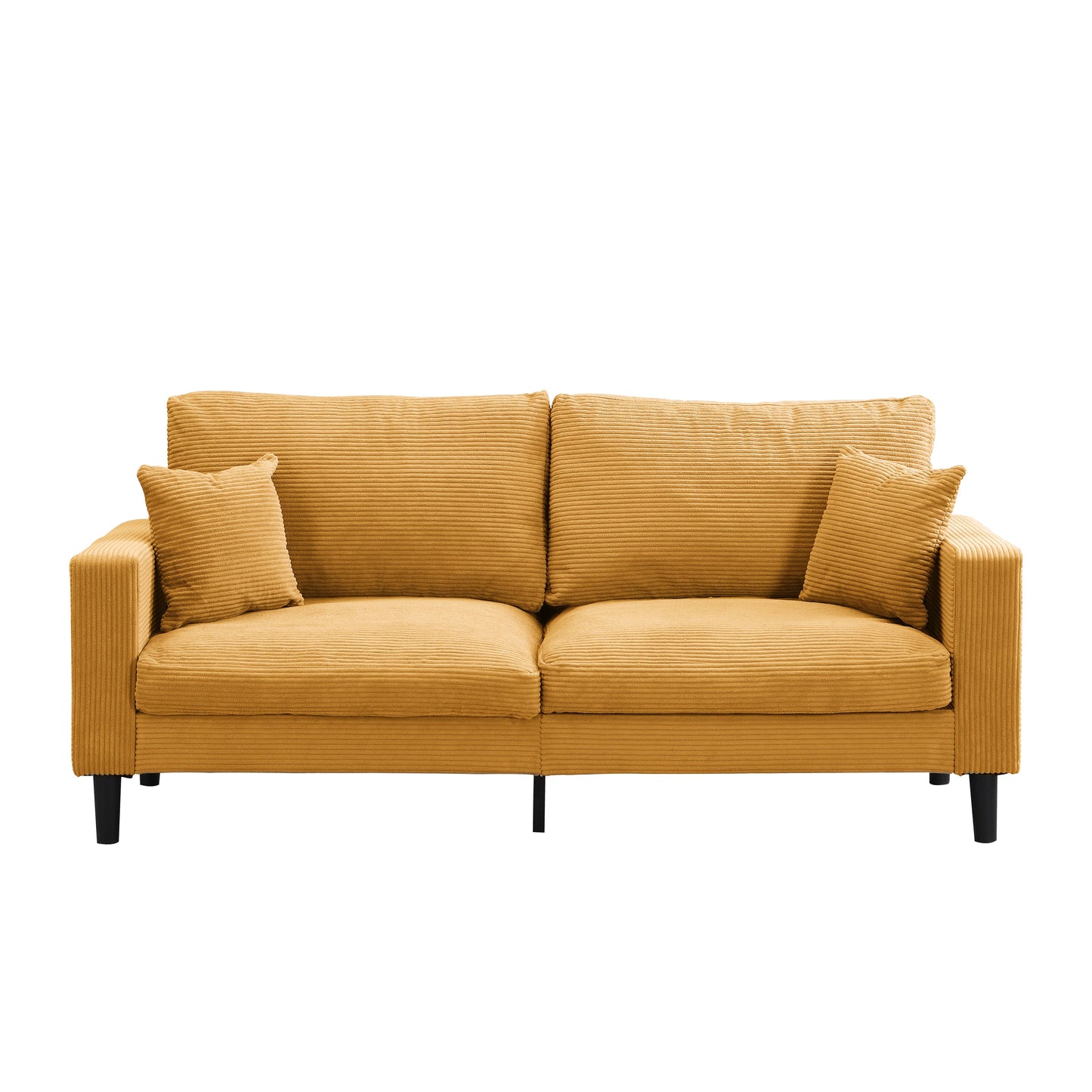 Modern Upholstered 2 Piece Sofa Set, Comfy Corduroy For Living Room And Small Spaces - Orange