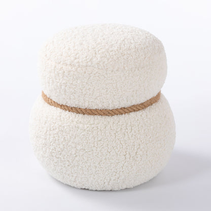 Snowman Stool With Greig Plush Cushion, Playful And Cute Design For Any Space - White