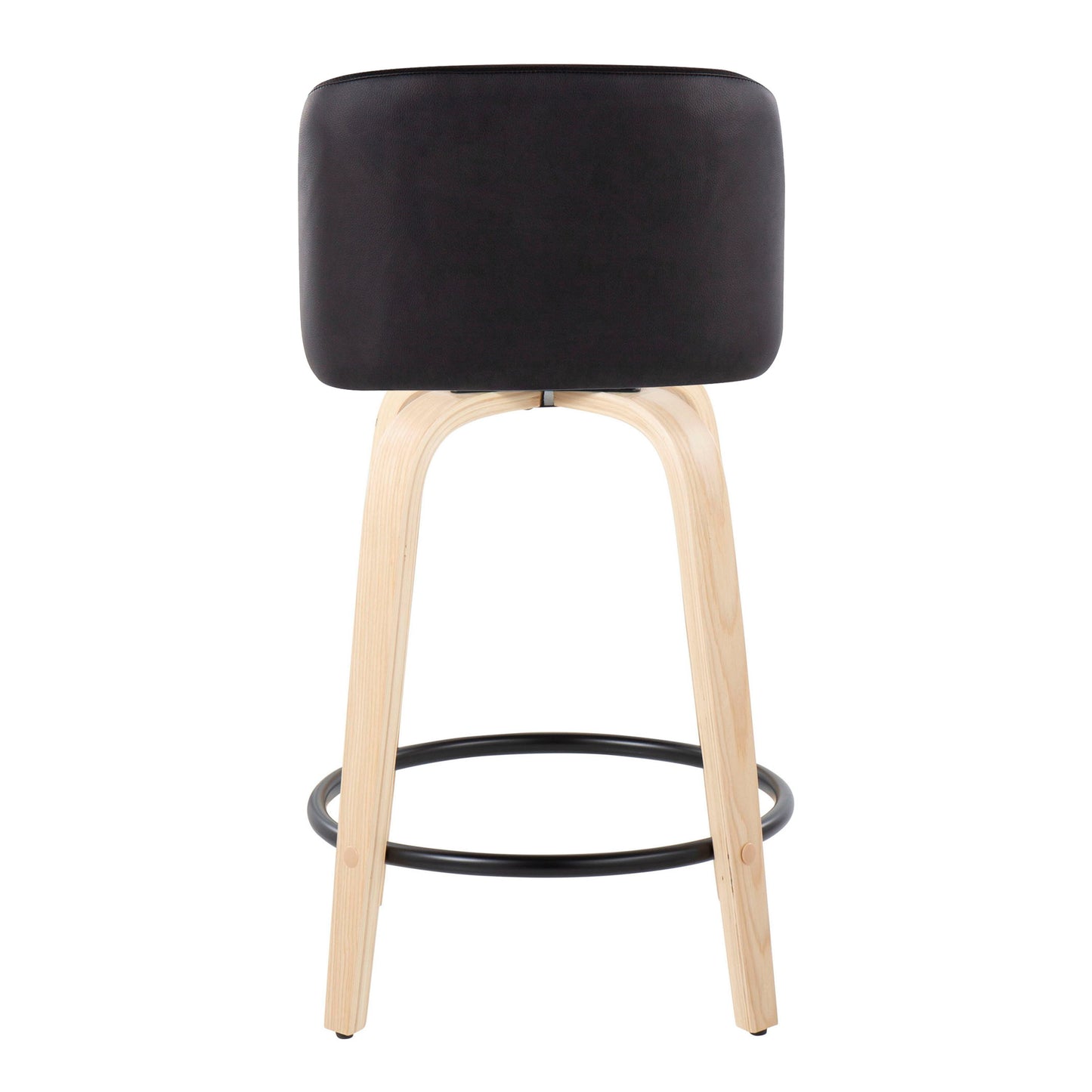 Toriano - Contemporary Fixed Height Counter Stool & Swivel With Round Footrest (Set of 2) - Natural / Black