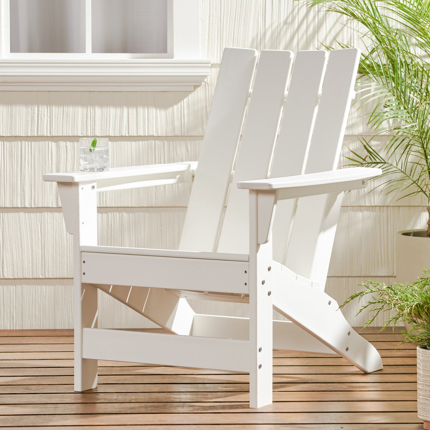 Enigmara - Outdoor High Density Resin Adirondack Chair - White