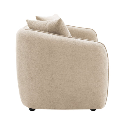 Keith - Chenille 3 Piece Living Room Set (Comes With Matching Color Toss Pillows) - Beige