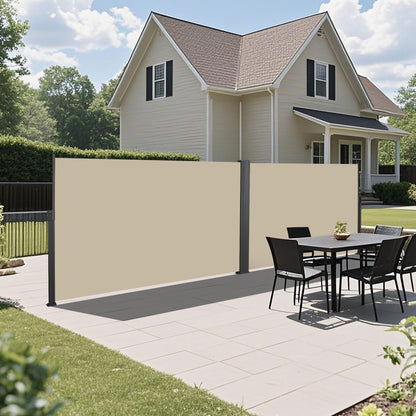 Retractable Side Awning Waterproof And UV Resistant Roll Up Privacy Screen For Balcony - Beige