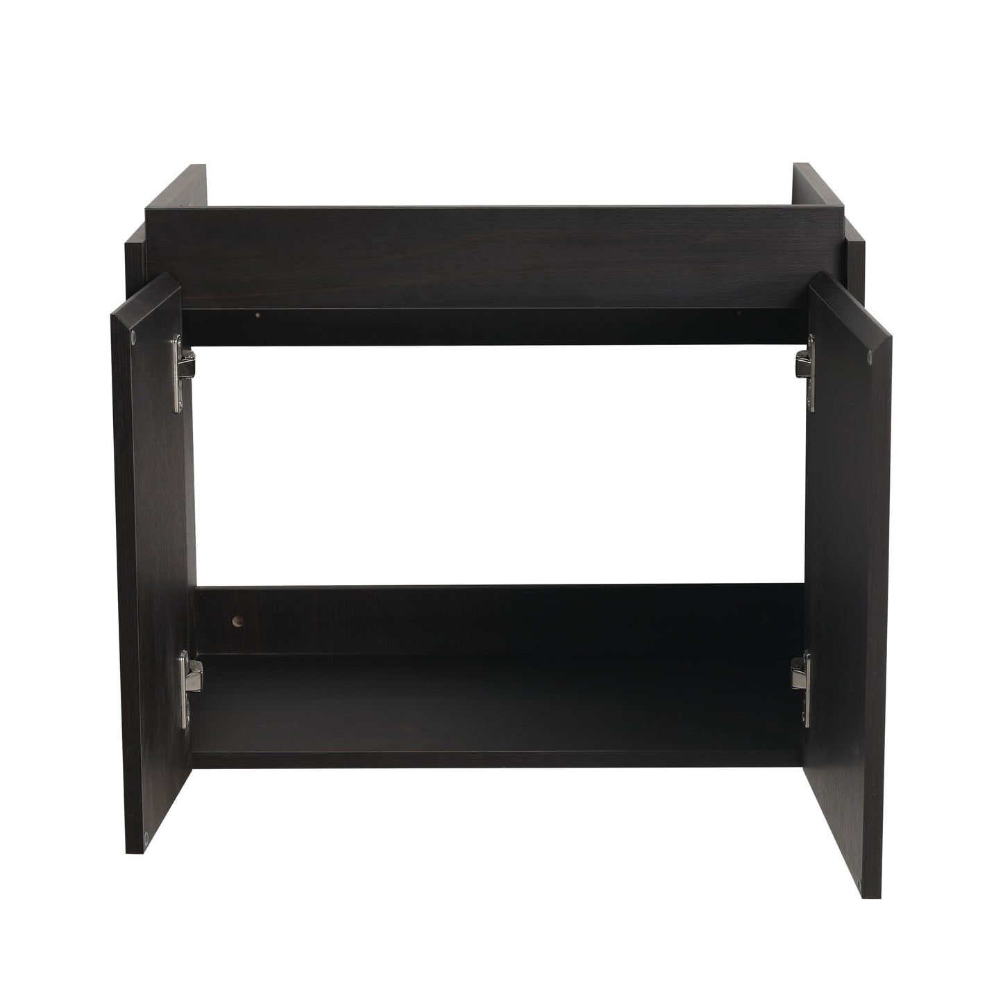 Modern 24" Bathroom Vanity With Ceramic Basin, Wall Mounted Sink Combo Cabinet - Black