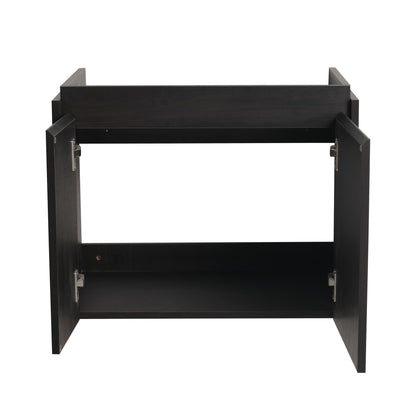 Modern 24" Bathroom Vanity With Ceramic Basin, Wall Mounted Sink Combo Cabinet - Black