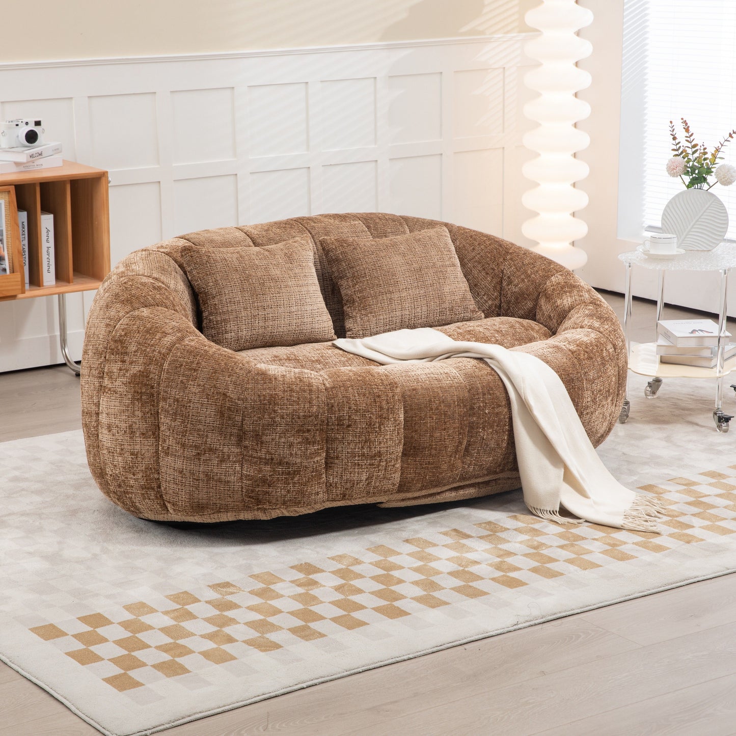 Bean Bag Sofa Lazy Sofa Durable Comfort Lounger High Back Bean Bag Chair Couch - Coffee