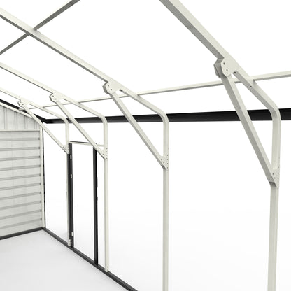 Double Garage Metal Shed With Side Entry Door, Can Storage Power Tools, Motorized Machinery, Farm Equipment, Pick Up Truck - Cream