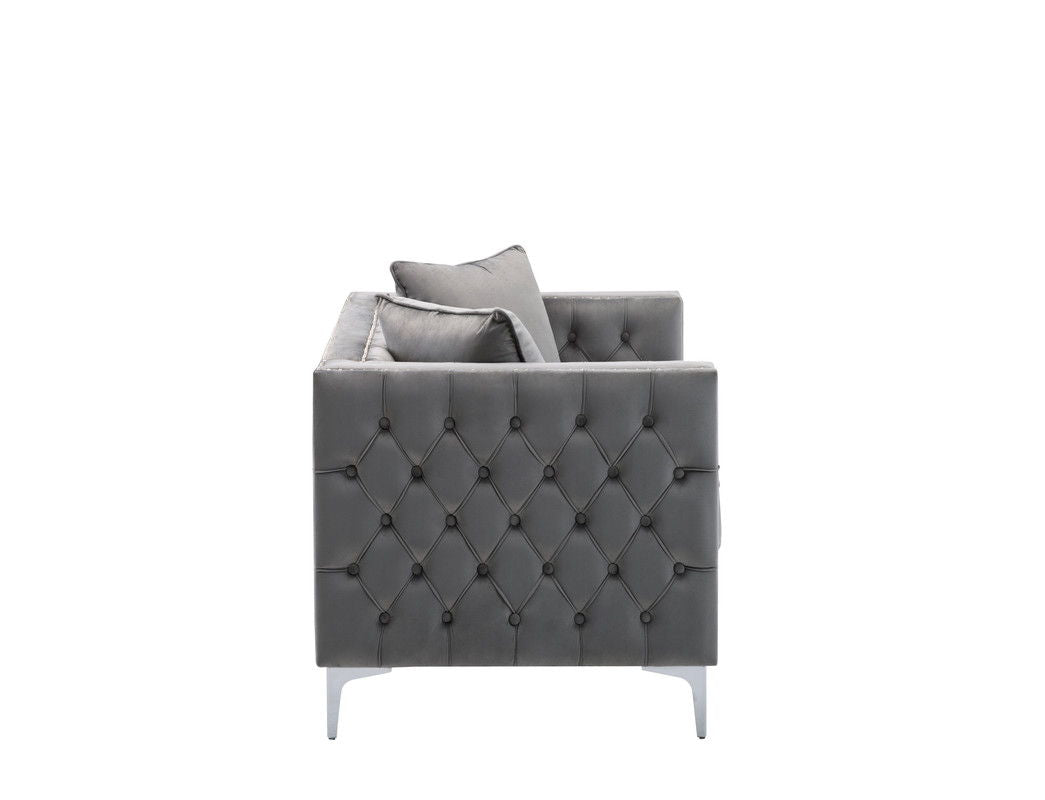 Lorreto - Velvet Loveseat - Gray