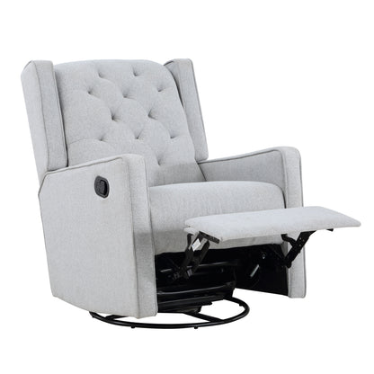Milah - Gliding Swivel Recliner Tufted Brushed - Tweed Fabric