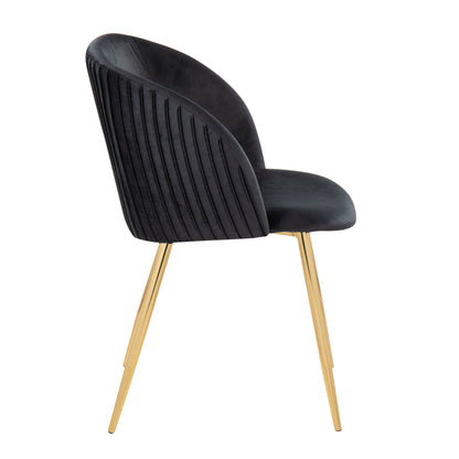 Fran - Pleated Contemporary Chair (Set of 2) - Gold / Pleated Black
