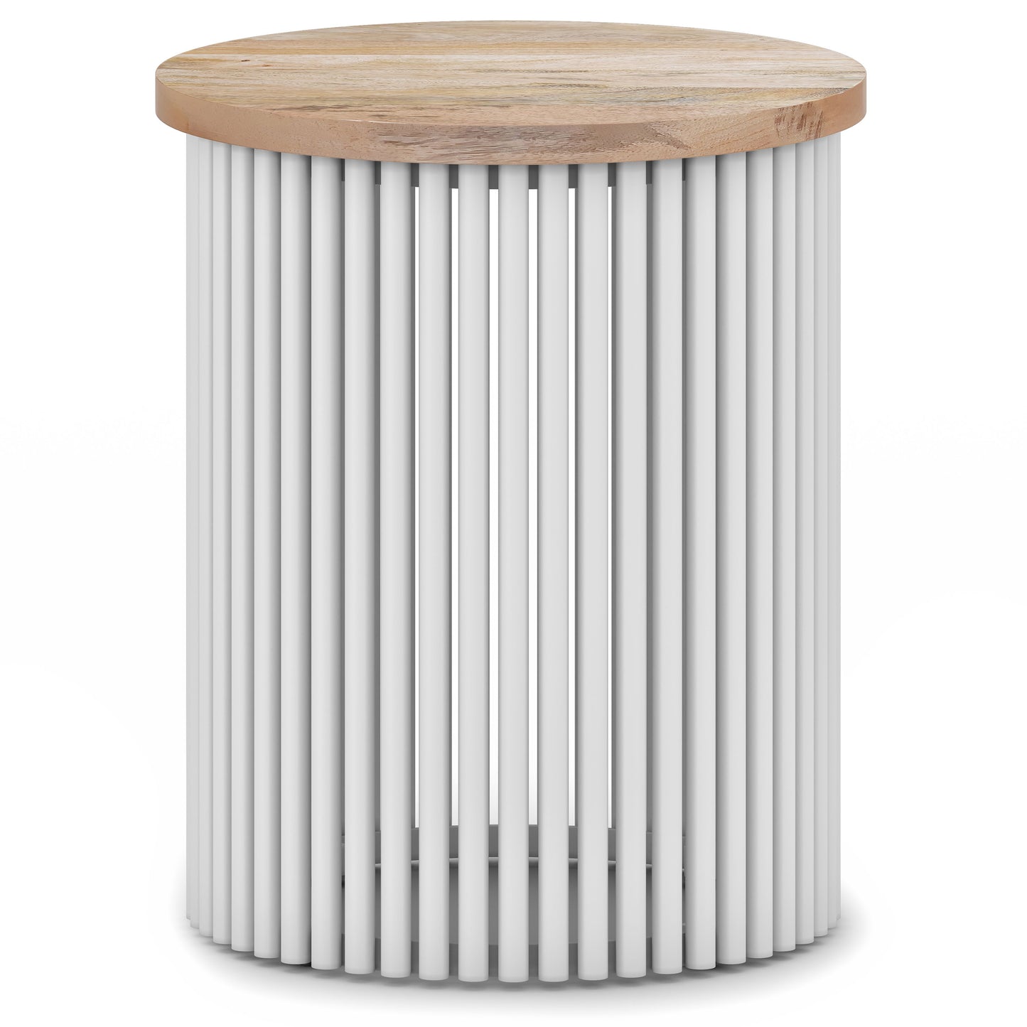 Demy - Metal And Wood Accent Table - Natural / White