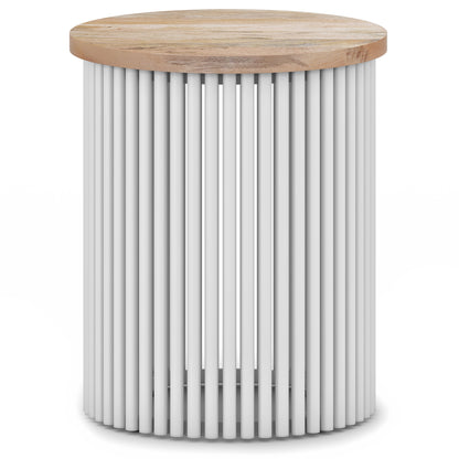 Demy - Metal And Wood Accent Table - Natural / White