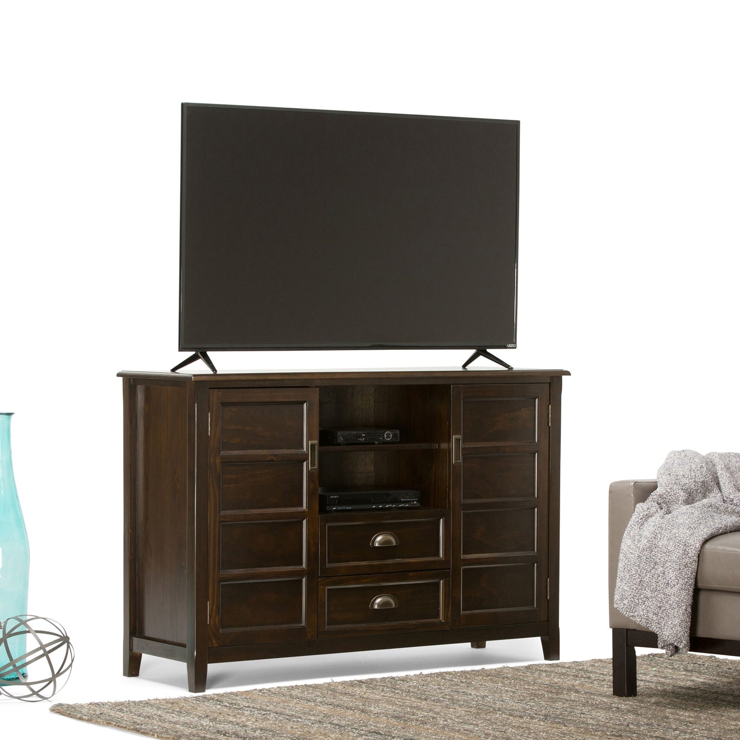 Burlington - Tall TV Media Stand - Mahogany Brown