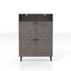 Farmhouse Shoe Storage Cabinet With Barn Door Design, 2 Flip Drawers, Hooks - Dark Oak