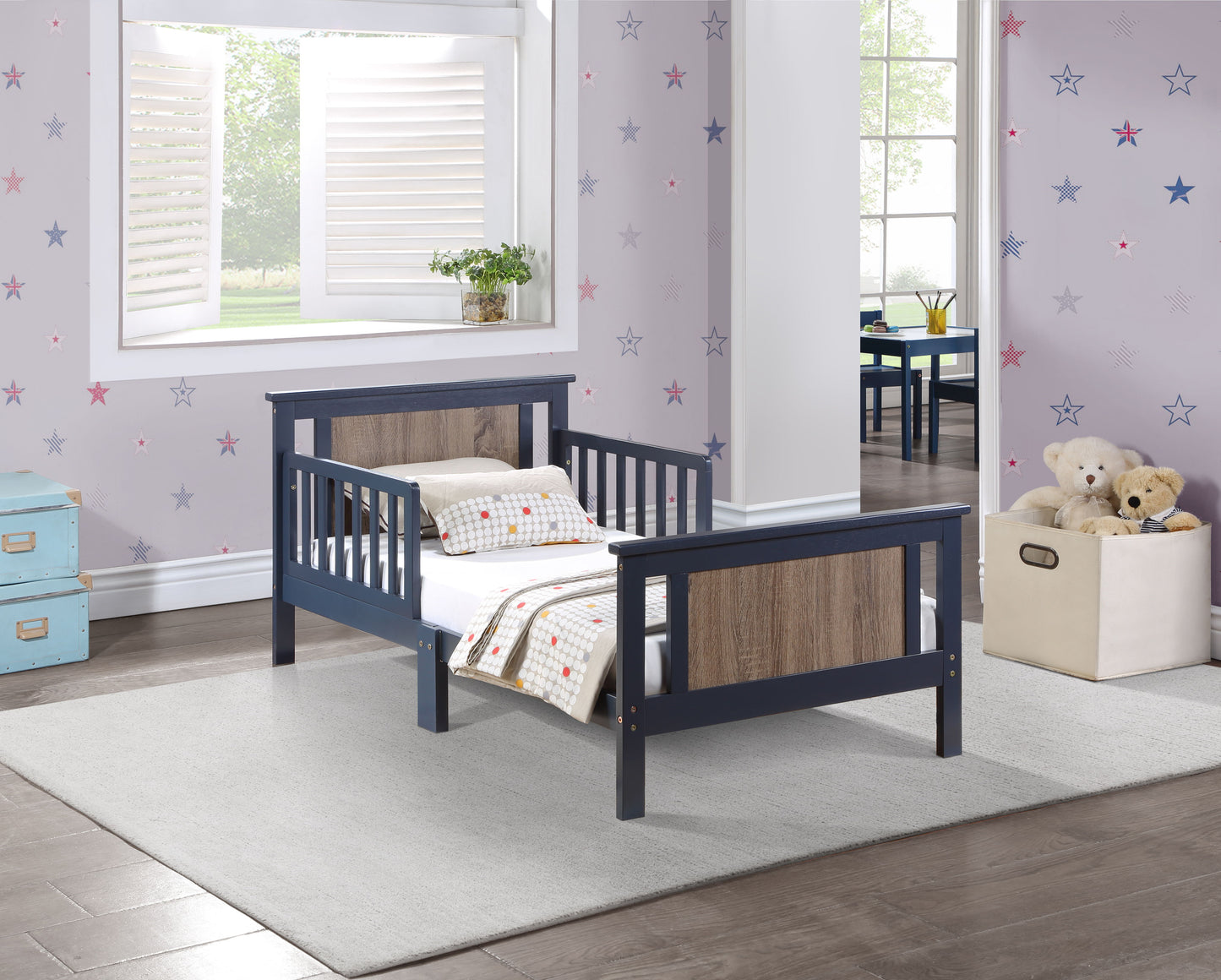 Connelly - Reversible Panel Toddler Bed - Midnight Blue / Vintage Walnut