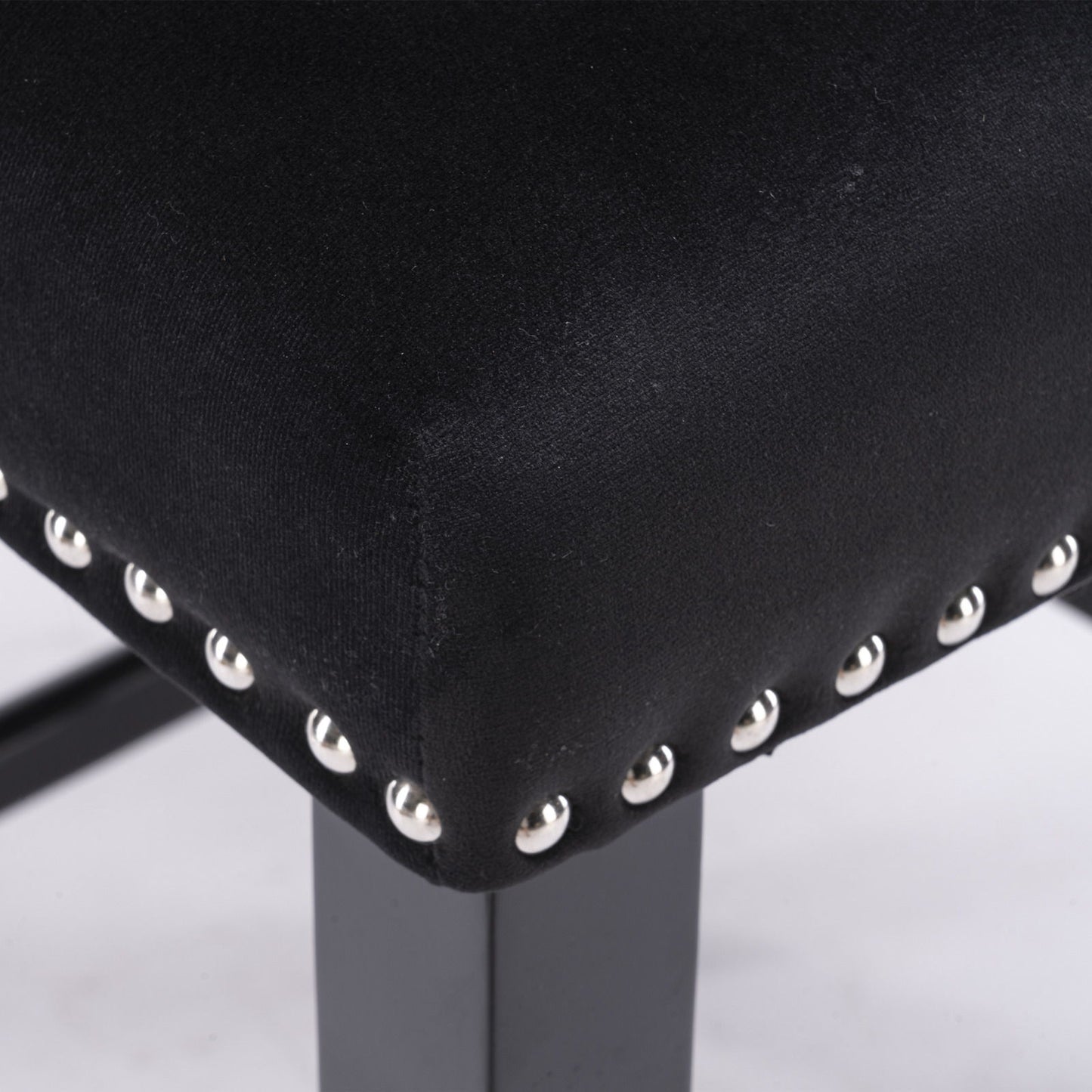 Contemporary Velvet Upholstered Wing-Back Barstools With Button Tufted Decoration And Wooden Legs, And Chrome Nailhead Trim, Leisure Style Bar Chairs, Bar Stools (Set of 4) - Black
