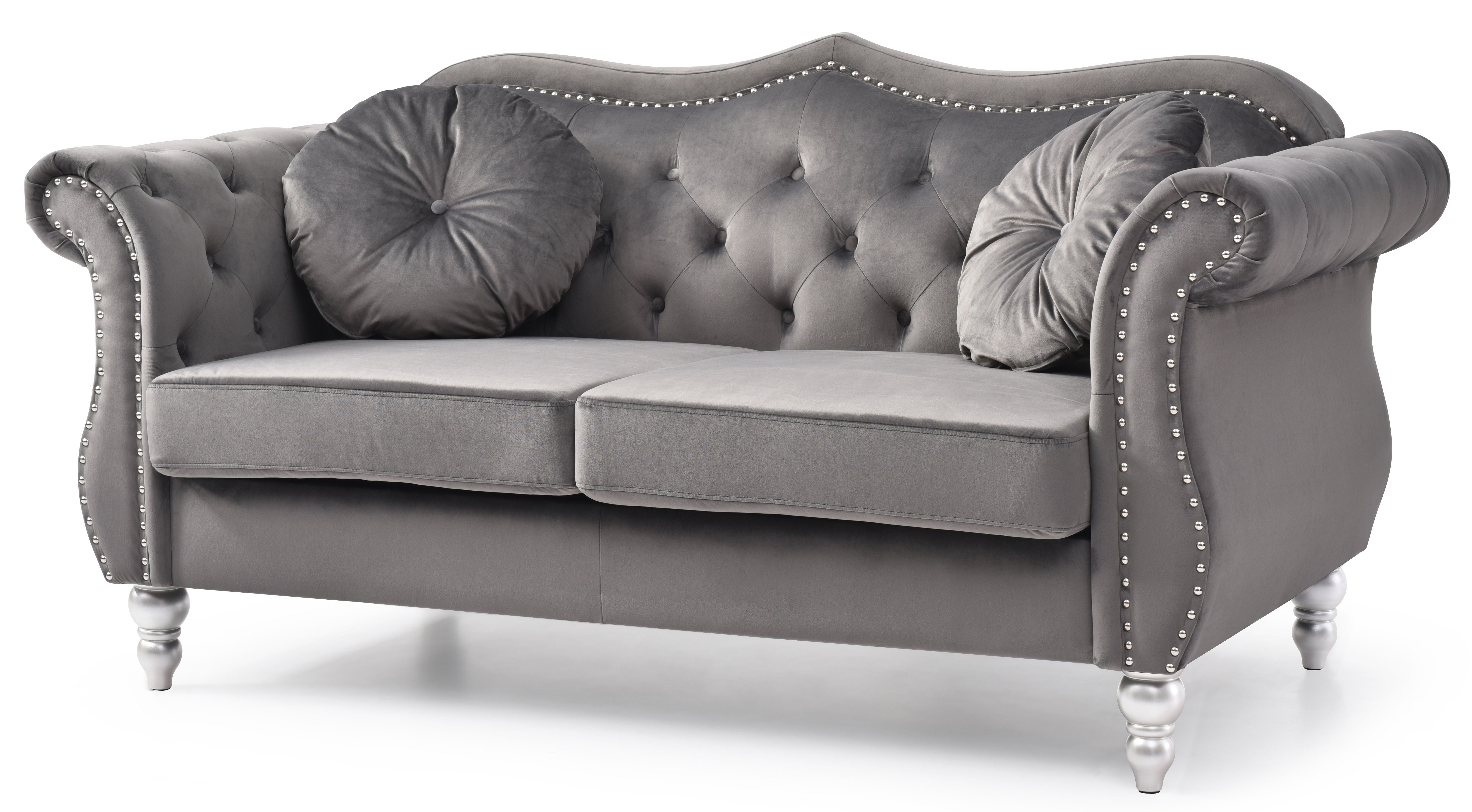 Cozy Transitional Flared Arm Loveseat - Dark Gray