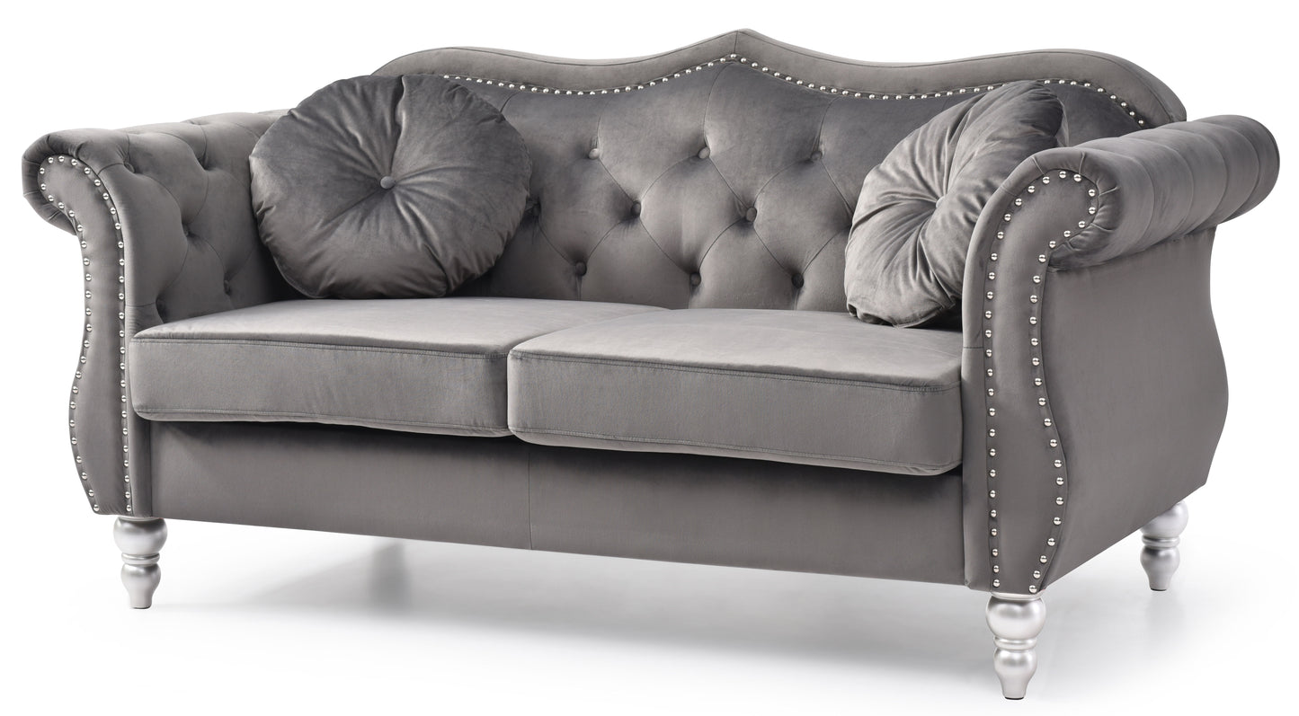Cozy Transitional Flared Arm Loveseat - Dark Gray