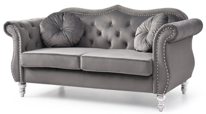 Cozy Transitional Flared Arm Loveseat - Dark Gray