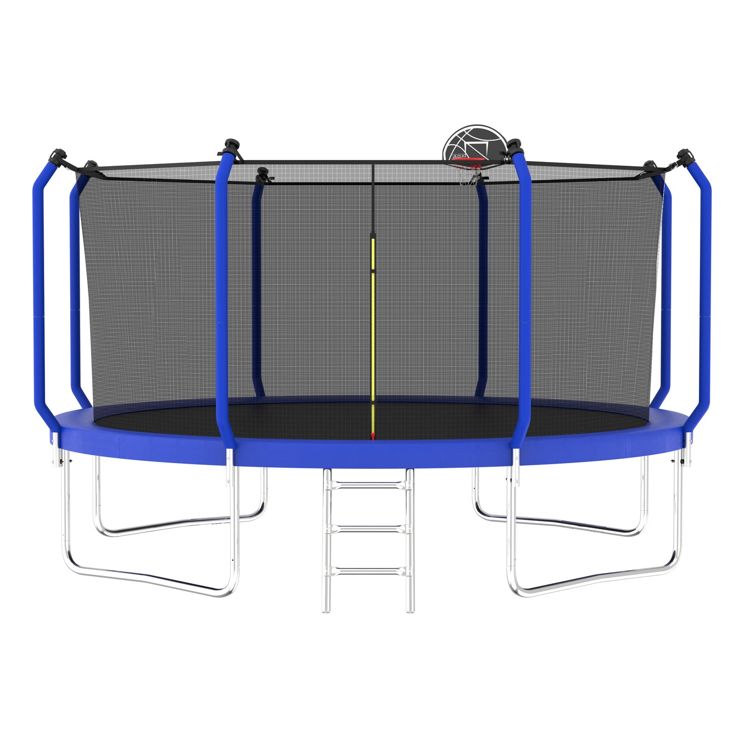 168.11" Trampoline With Basketball Hoop, Astm Approved Reinforced Type Outdoor Trampoline With Enclosure Net - Blue