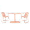 Outdoor Metal Seating Set With Coffee Table And 2 Chairs - Pink - Coral