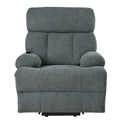 Oversized Power Lift Recliner Chair, Electric Fabric Recliner Chair, Home Theater Seating, Reclining Sofa Chair With Remote Control, Side Pocket, Spacious Seat - Dark Gray