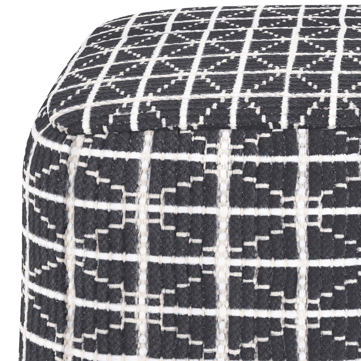 Noreen - Square Pouf - Slate Gray / White