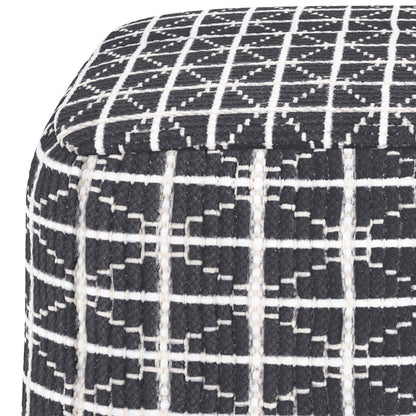 Noreen - Square Pouf - Slate Gray / White