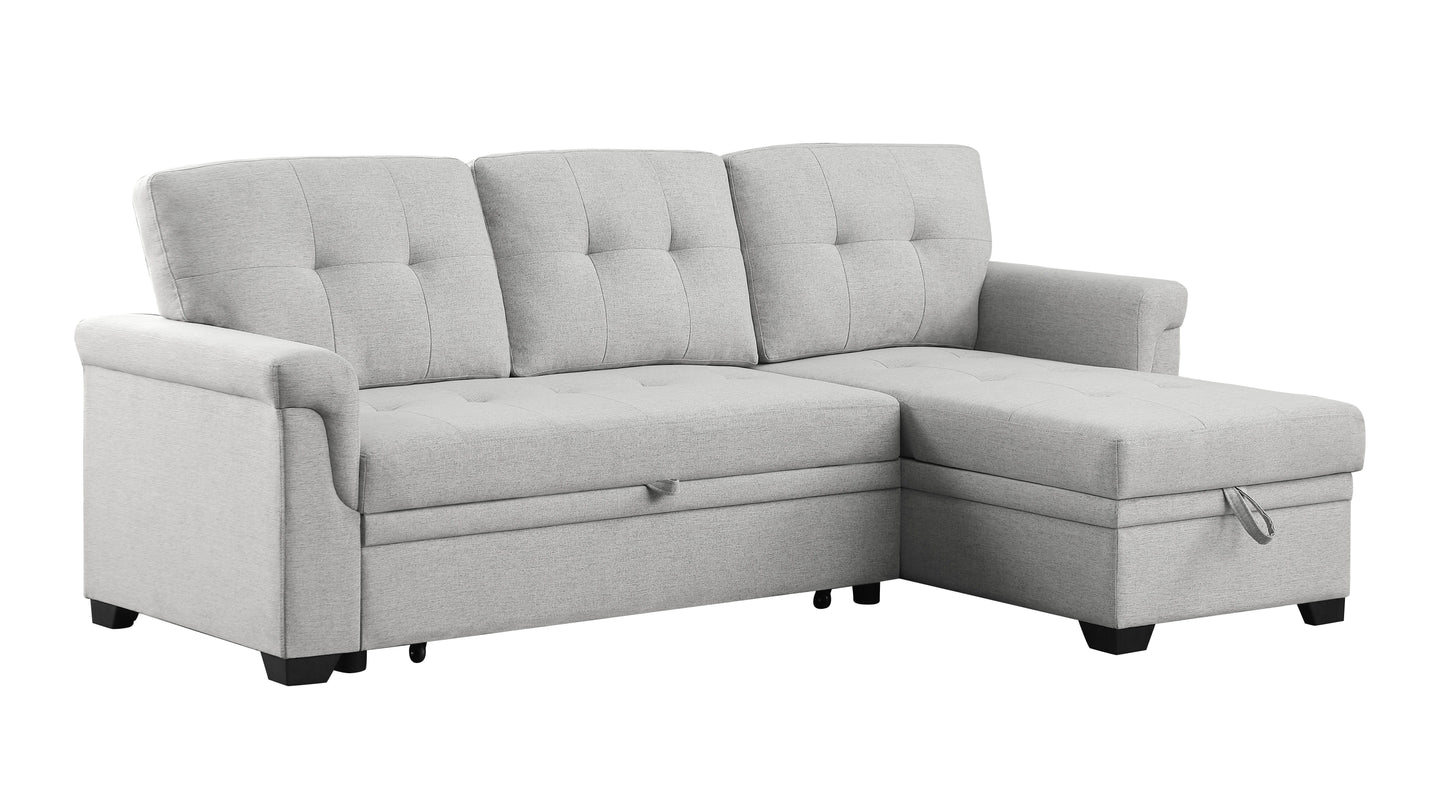Sierra - Reversible Sleeper Sectional Sofa With Storage Chaise - Light Gray