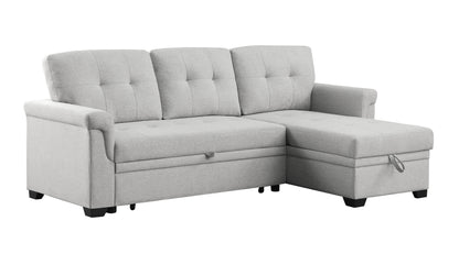 Sierra - Reversible Sleeper Sectional Sofa With Storage Chaise - Light Gray