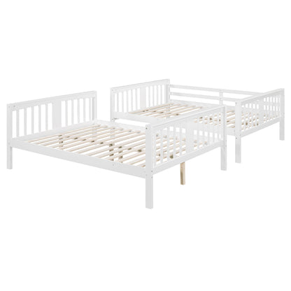 Full Over Full Bunk Bed With Ladder For Bedroom - White
