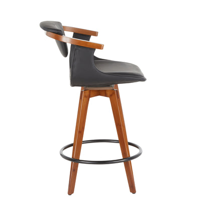 Oracle - Mid-Century Modern Counter Stool - Walnut / Black