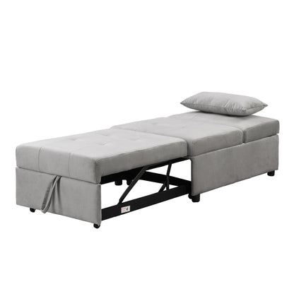 Stylish Folding Ottoman Sofa Bed With Multifunctional Design - Gray