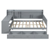 Full Size Daybed With 3 Drawers USB Ports And Desk - Gray