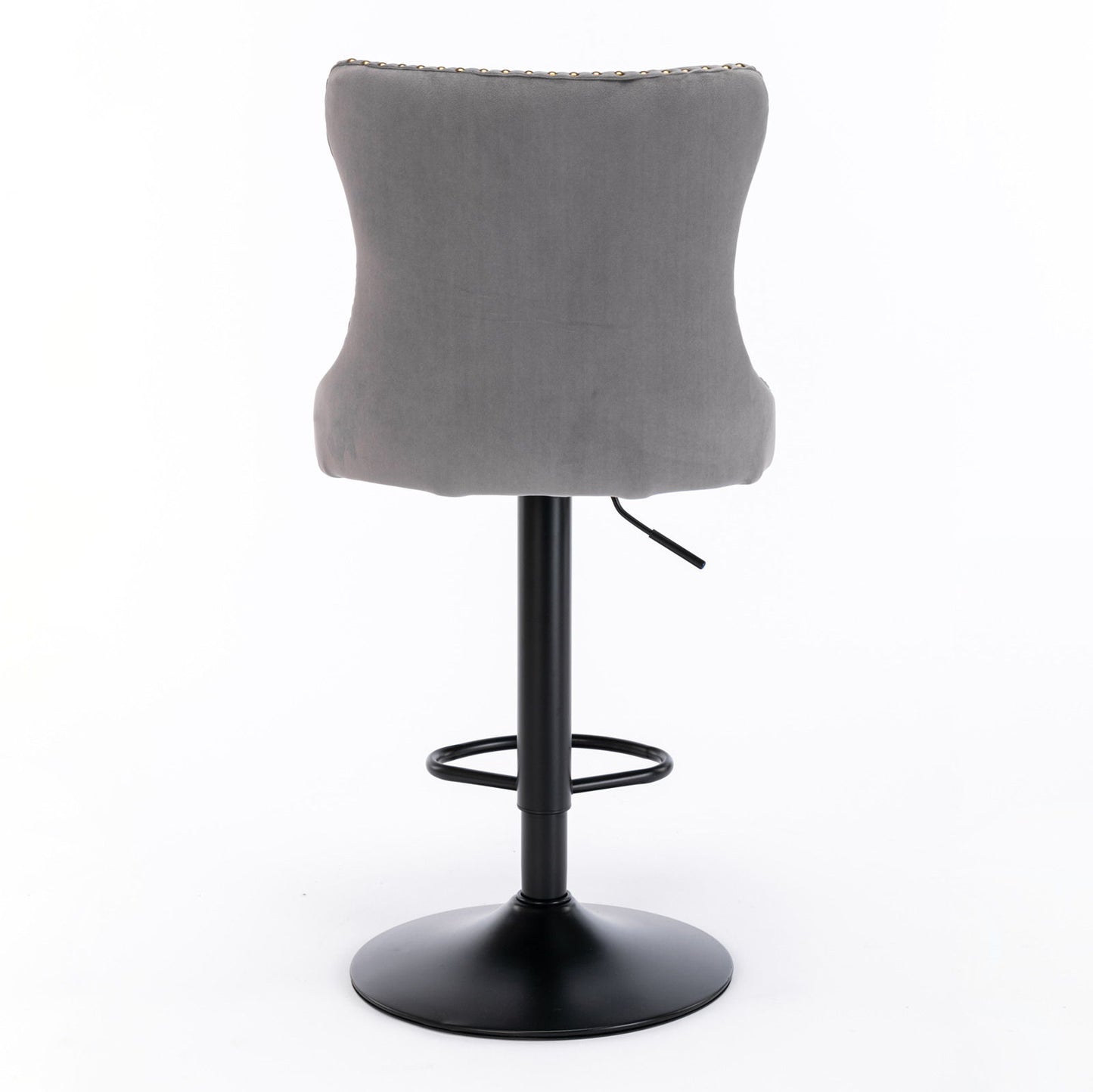 Swivel Velvet Barstools Adjusatble Seat Height , Modern Upholstered Bar Stools With Backs Comfortable Tufted For Home Pub And Kitchen Island (Set of 2) - Gray