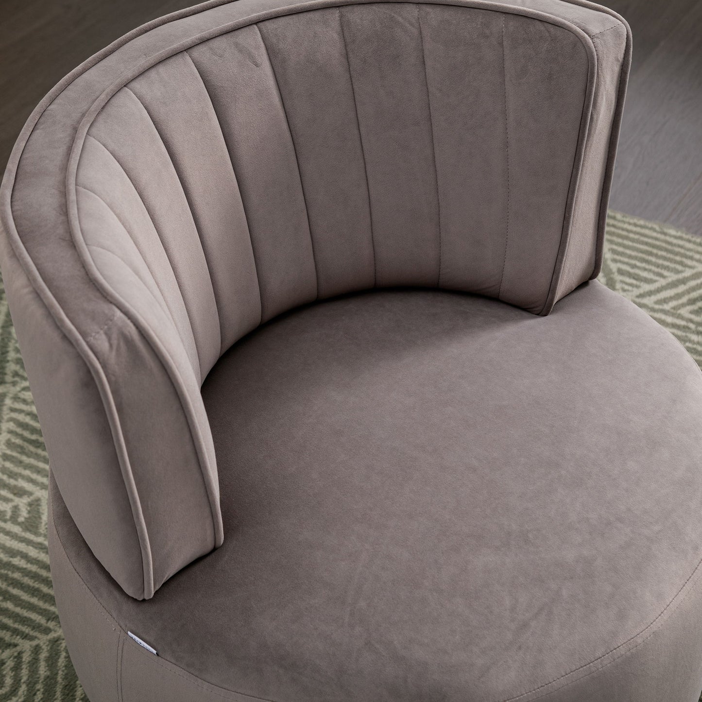 Swivel Barrel Chair, Round Armchairs With Fluffy, 360 Degree Swivel - Gray