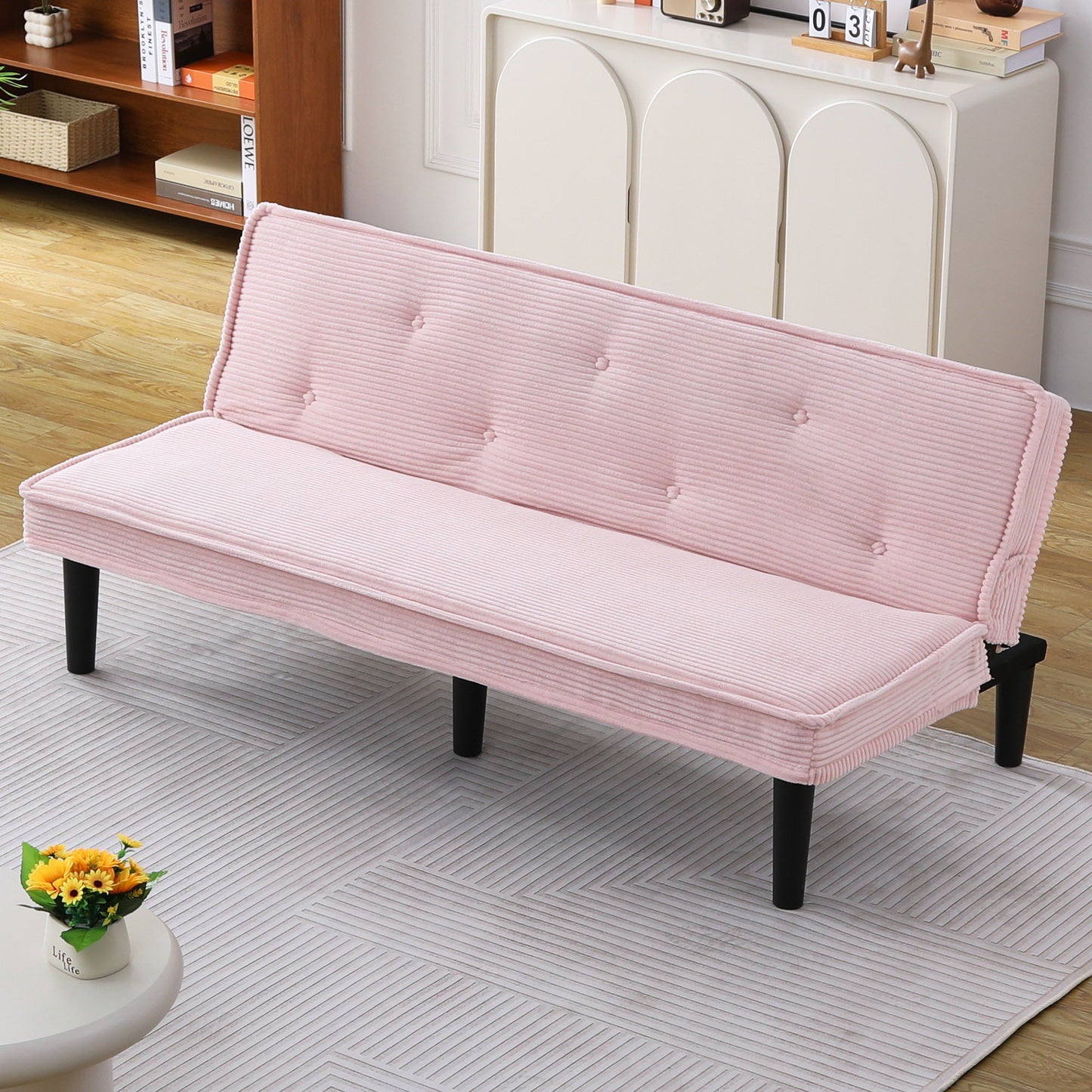 Modern Sofa Bed - Black / Beige / Pink