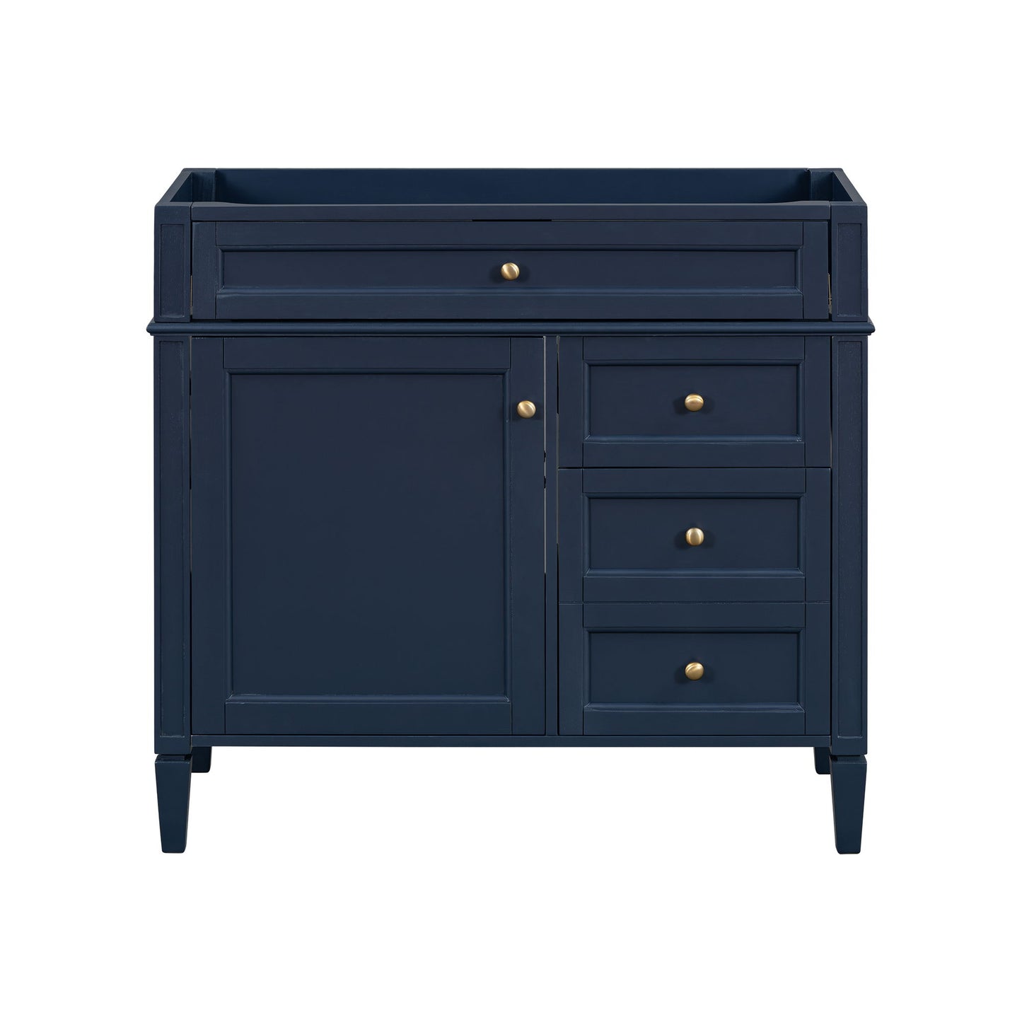 Bathroom Vanity Without Top Sink, Modern Bathroom Storage Cabinet With 2 Drawers And A Tip-Out Drawer, Frame (Not Include Basin Sink) - Blue
