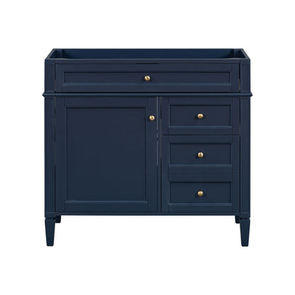 Bathroom Vanity Without Top Sink, Modern Bathroom Storage Cabinet With 2 Drawers And A Tip-Out Drawer, Frame (Not Include Basin Sink) - Blue