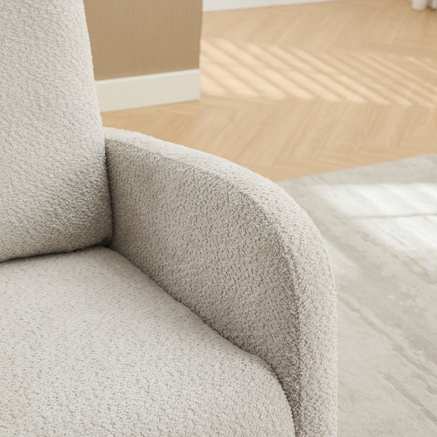 Rocking Chair For Nursery, High Back Glider Chair With Retractable Footrest, Side Pocket, Rocking Accent Armchair With Rubber Wood Legs For Living Room / Bedroom - Light Gray
