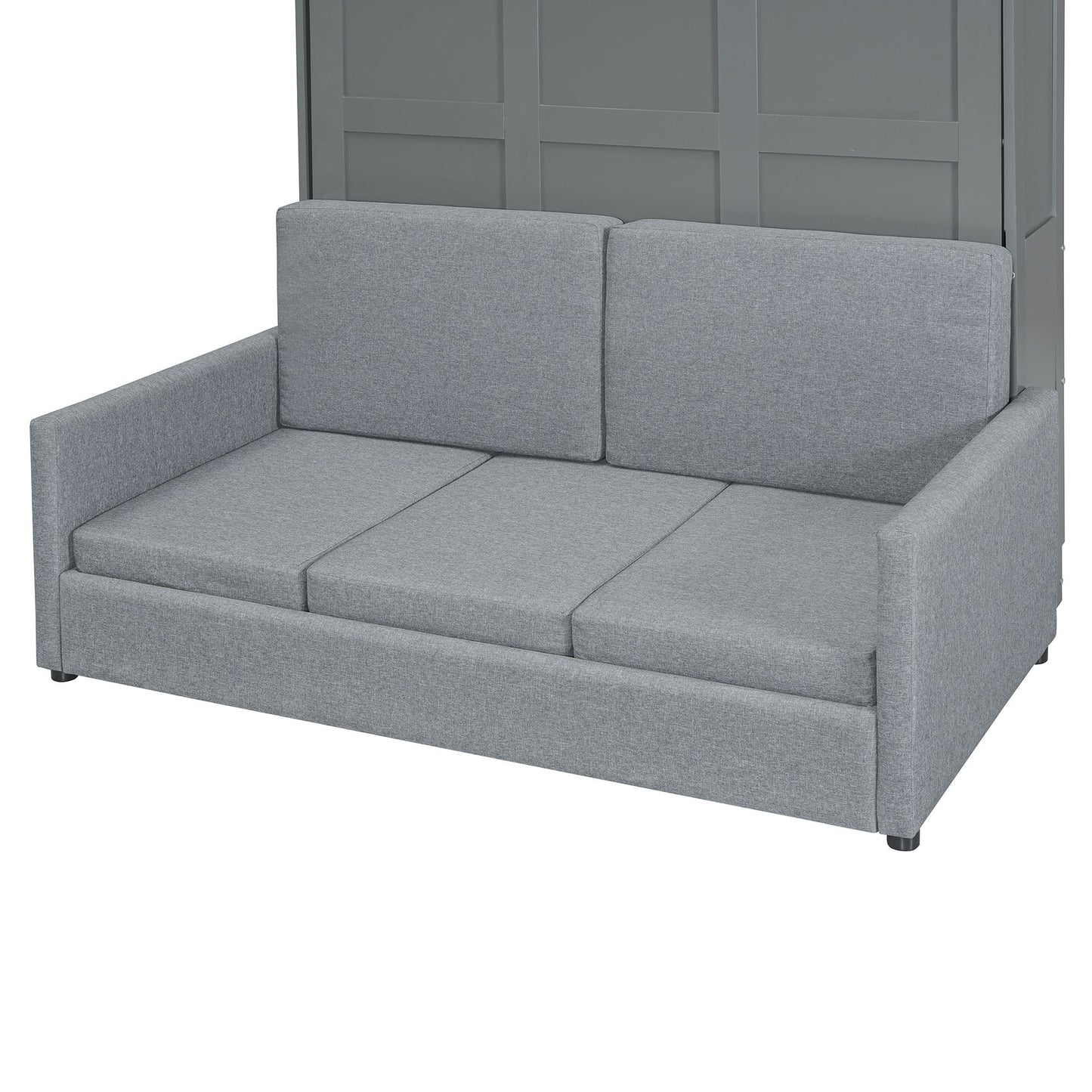 Full Size Murphy Wall Bed With Cushion - Gray