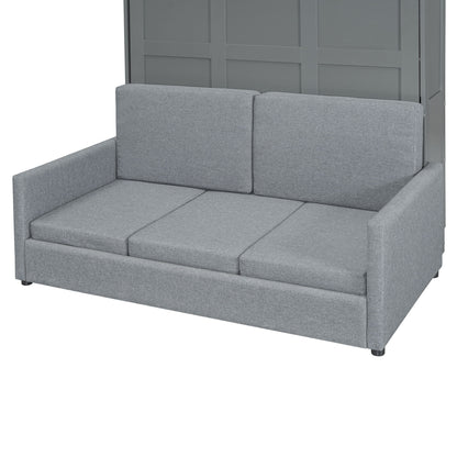 Full Size Murphy Wall Bed With Cushion - Gray