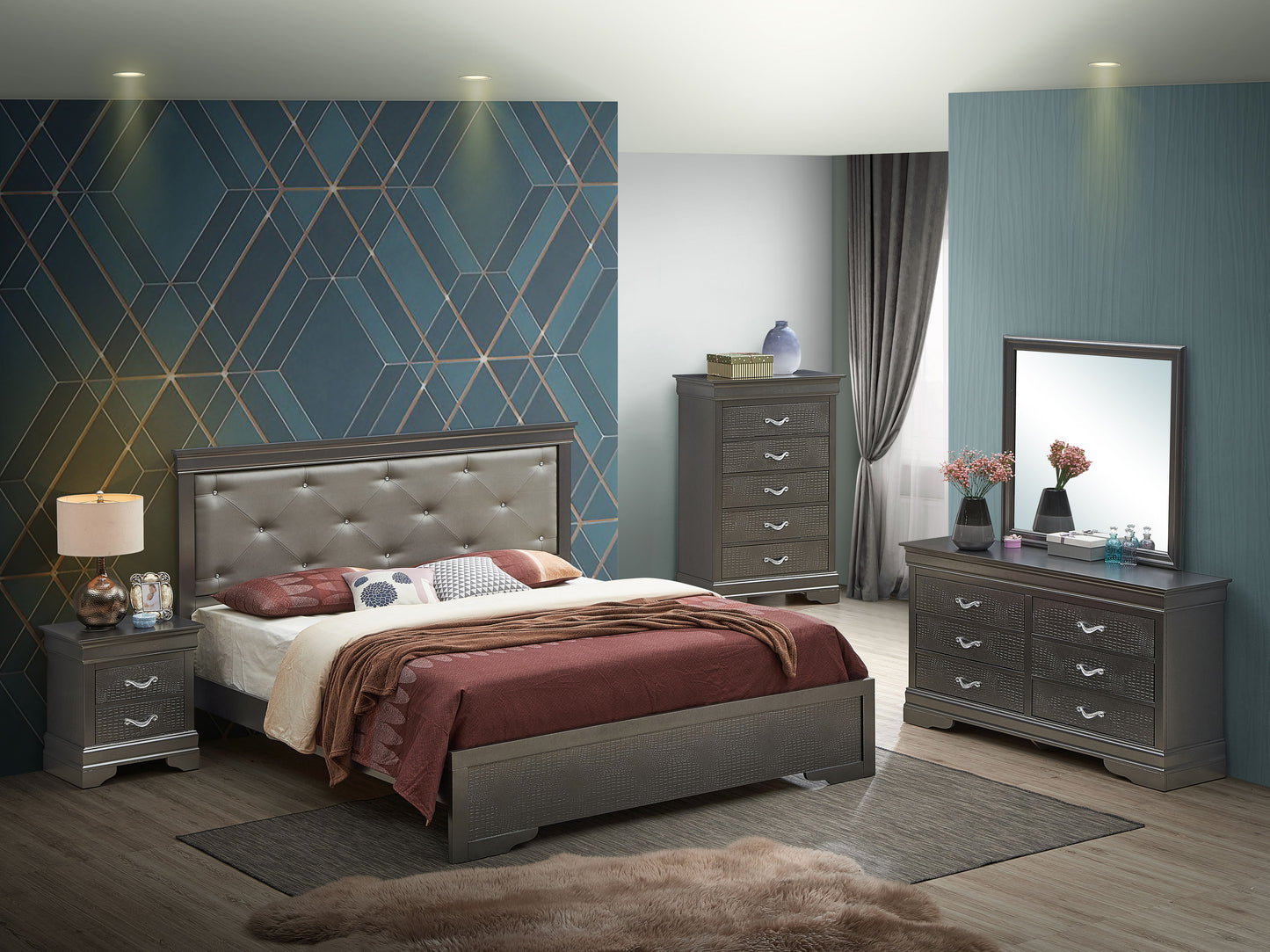 Queen Bed Transitional - Black