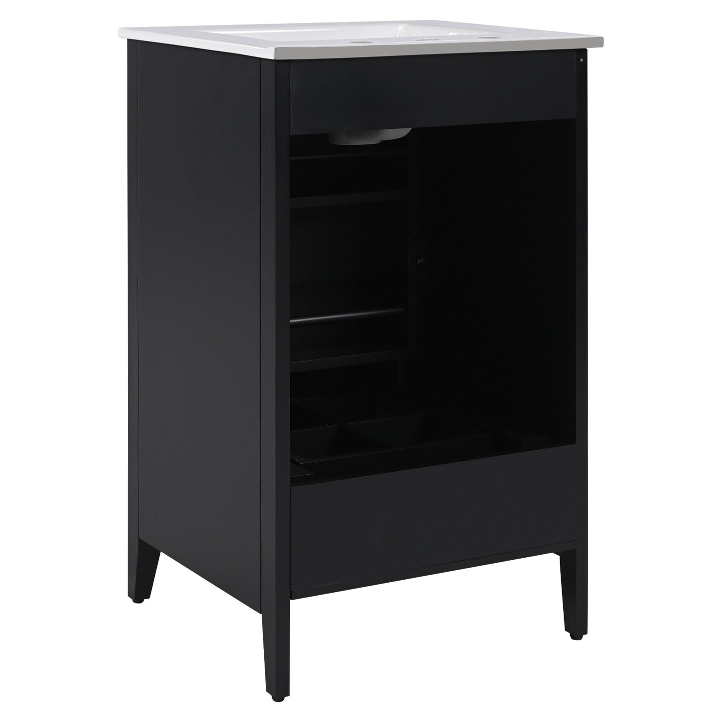 Modern Freestanding 20.3" Bathroom Vanity With Sink, Functional Drawer, Soft Closing Door - Black