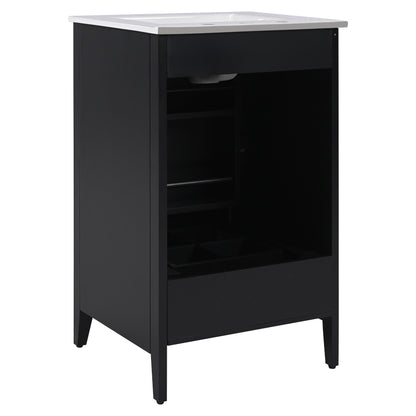 Modern Freestanding 20.3" Bathroom Vanity With Sink, Functional Drawer, Soft Closing Door - Black